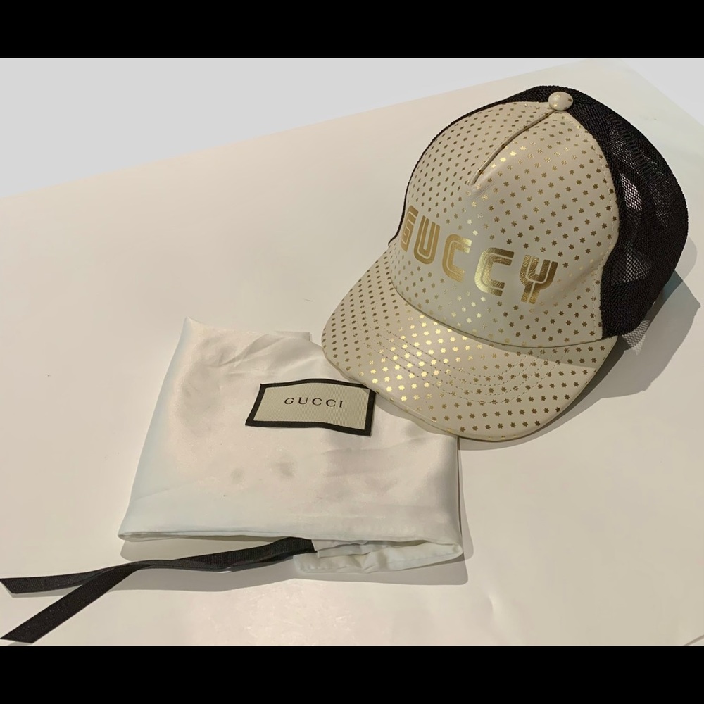 Gucci X SEGA GUCCY Gold Stars White Baseball Hat Size L 58cm NWT - Picture 3 of 12